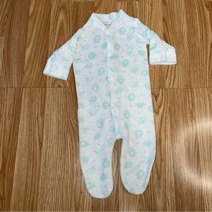 VTG CURITY GREEN WHITE LION GIRAFFE ZOO GRAPHIC PAJAMAS SIZE 3 MONTHS